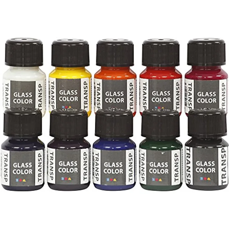 Creativ Company 31680 Wasserfarbe, 10er Set in Schwarz, Blau, Grün, Marineblau, Orange, Pink, Rot, Viola, Weiß, Gelb, 35 ml Töpfchen mit Sicherheitsmerkmalen und kompaktem Aufbewahrungsdesign
