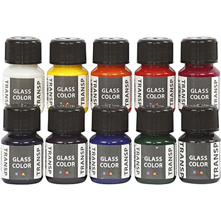Creativ Company 31680 Wasserfarbe, 10er Set in Schwarz, Blau, Grün, Marineblau, Orange, Pink, Rot, Viola, Weiß, Gelb, 35 ml Töpfchen mit Sicherheitsmerkmalen und kompaktem Aufbewahrungsdesign – Bild 1