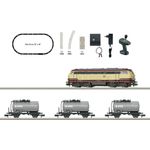 MiniTrix T11160 Digital-Startpackung Güterzug mit Baureihe 217, Diesellokomotive im Betriebszustand 2010, incl. mfx-DCC-Decoder und 3 Kesselwagen