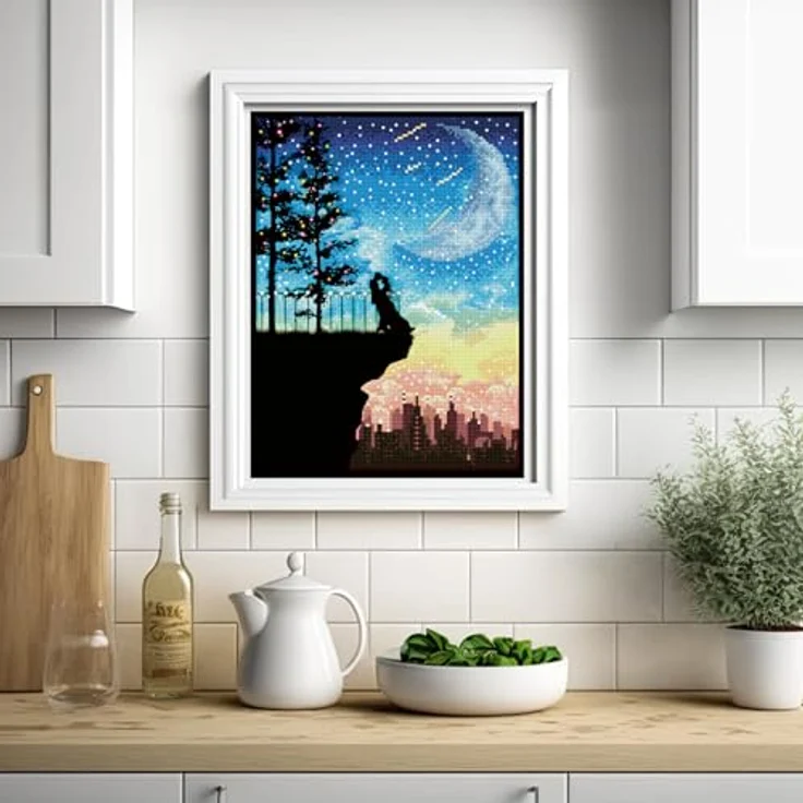 DIAMOND DOTZ Original 5D Diamond Painting Set "Romantischer Moment", DIY Diamant-Malerei-Kit mit runden Glitzersteinen, 40 x 30 cm, mittel, ab 12 Jahren – Bild 4