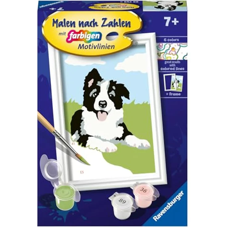 Ravensburger Malen nach Zahlen 23759 - Border Collie Welpe - Kinder ab 7 Jahren – Bild 1