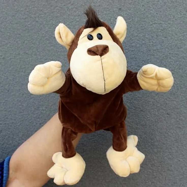 LOMTRATS Tier-Handpuppen Set für Kinder, inklusive Wolf, Tiger, Löwe und Affe mit Beinen, 30 cm hoch, ideal für Geschichtenerzählen und Unterricht – Bild 1