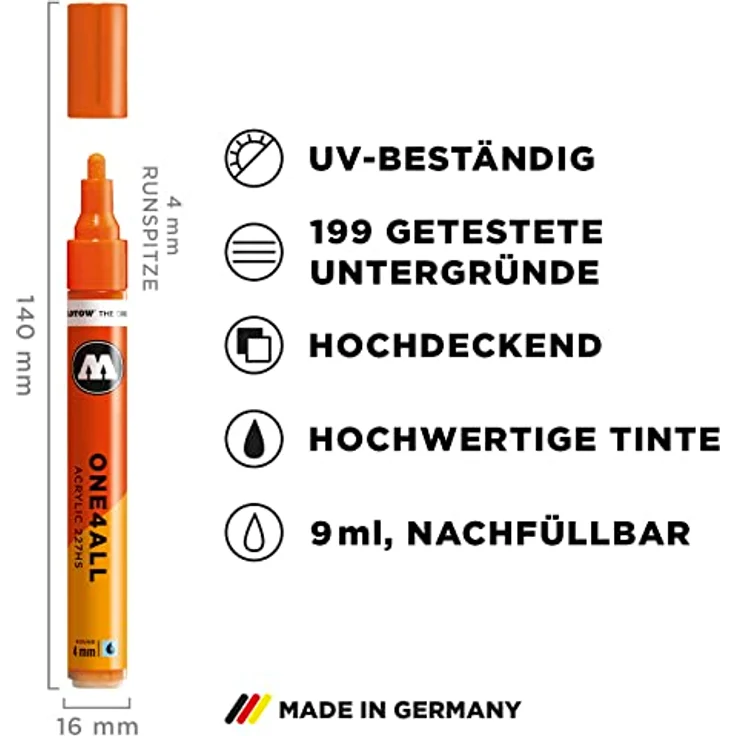Molotow Permanentmarker One4All 227 HS nachfüllbar 4mm VE=10 Stück, sortiert, wasserfest, lichtbeständig – Bild 3