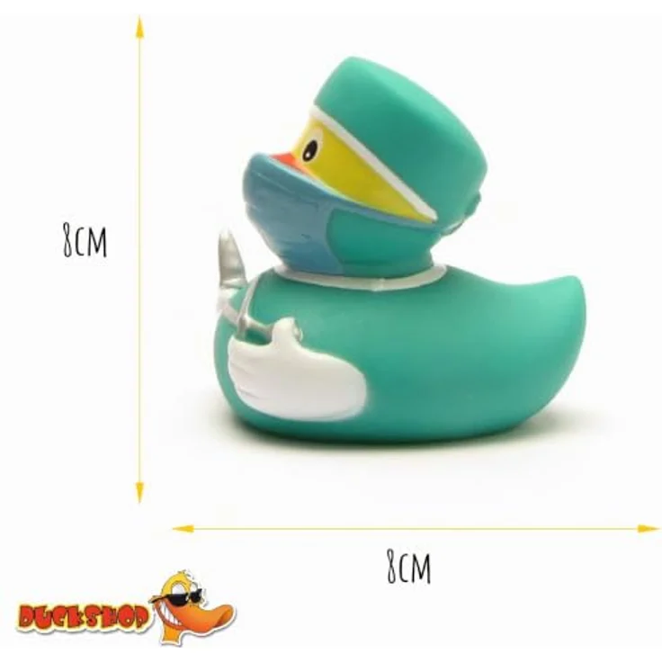 Duckshop Badeente Chirurg, 8 cm quietschende Badewannenente in Türkis, originelles Geschenk für Ärzte und medizinisches Personal – Bild 4