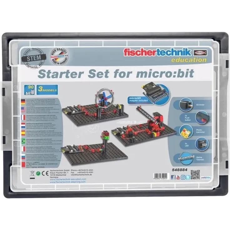 Fischertechnik Starter Set für micro:bit, Experimentierkasten mit 90 Einzelteilen und IO Adapter für Einsteiger in Programmierung und Robotik – Bild 1