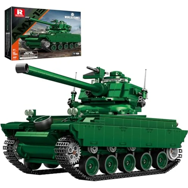 Reobrix AMX-13 Leichtpanzer-Bausatz, 1037-teiliges Militär-Modell im Maßstab 1:28 mit drehbarem Turm und beweglichen Ketten für Erwachsene ab 14 Jahren