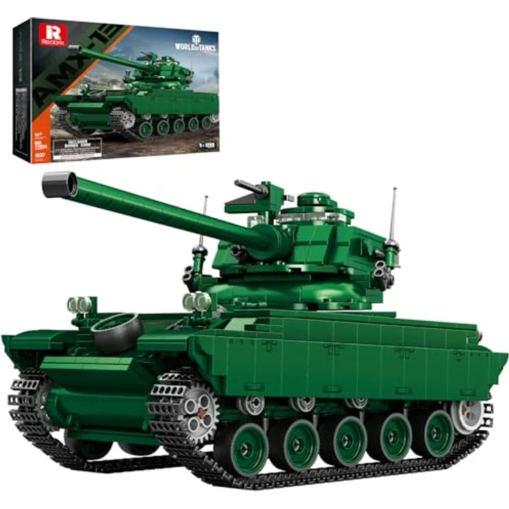 Reobrix AMX-13 Leichtpanzer-Bausatz, 1037-teiliges Militär-Modell im Maßstab 1:28 mit drehbarem Turm und beweglichen Ketten für Erwachsene ab 14 Jahren – Bild 1