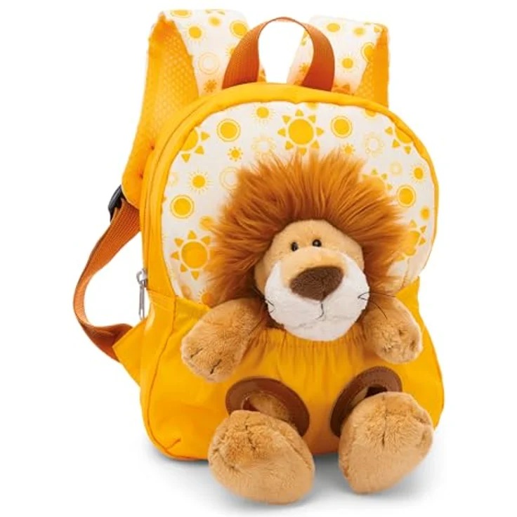Nici Kindergartenrucksack NICI Travel Friends, Rucksack mit Plüschtier Löwe 25cm, gelb, mit verstellbarem Schultergurt und Reißverschluss – Bild 1