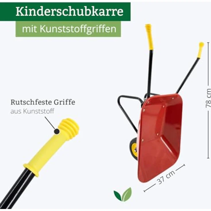 REKORD Kinderschubkarre (Metall) - Rot - Ergonomische Kunststoffgriffe, Traglast 20kg, für Kinder ab 3 Jahren – Bild 3
