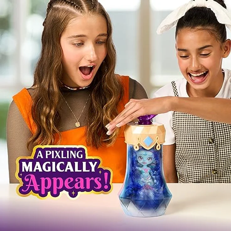 Magic Mixies Pixlings Puppe Marena im Meerjungfrauen-Look: Magische Enthüllung der wunderschönen, detailreichen 16,5 cm großen Pixlings-Puppe in einer Zaubertrank-Flasche – Bild 4