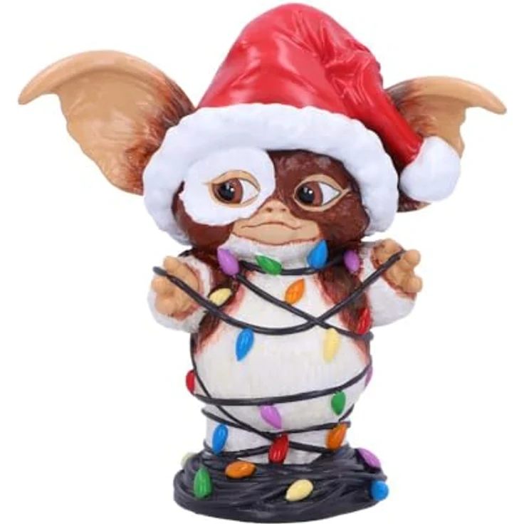 Nemesis Now Gremlins Gizmo in Fairy Lights, 13 cm handbemalte Sammelfigur mit Weihnachtsmütze und bunten Lichtern – Bild 1