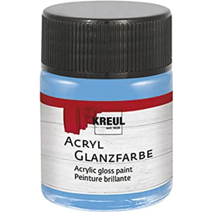 KREUL 79514 Acryl Glanzfarbe, himmelblau, auf Wasserbasis, schnelltrocknend, speichelecht, deckend, 50 ml Glas – Bild 1