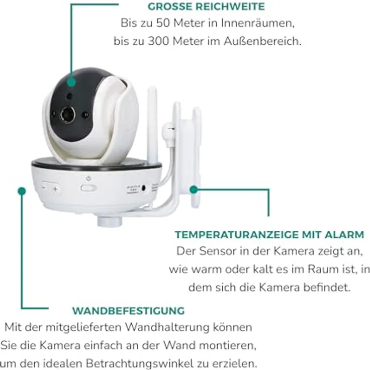 ALECTO DVM200XL - BABYPHONE MIT KAMERA UND 5"-FARBDISPLAY, WEISS/ANTHRAZIT – Bild 6