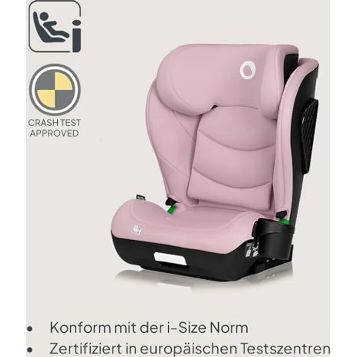 lionelo Autokindersitz NEAL I-SIZE, für Kinder von 100-150 cm, mit Isofix- und Gurtsystem, Getränkehalter, waschbarer Bezug, grau – Bild 2
