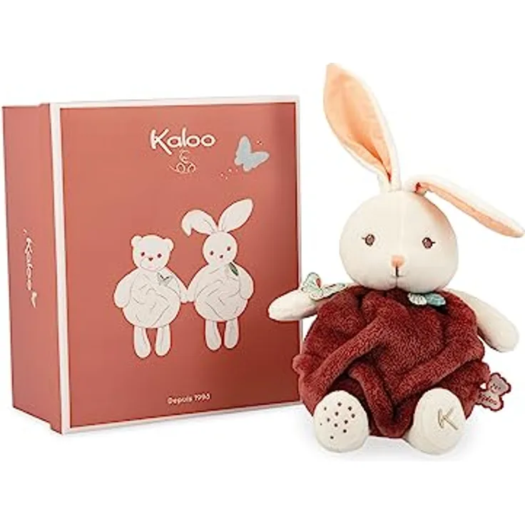 Kaloo - Plume - Kokon der Liebe Zimtfarbener Hase Ultra-Weicher Plüschhase 23 cm - Kleines Baby-Kuscheltier - Entwickelt den Tastsinn - Hübsche Personalisierbare Geschenkbox - Ab Geburt, K214002