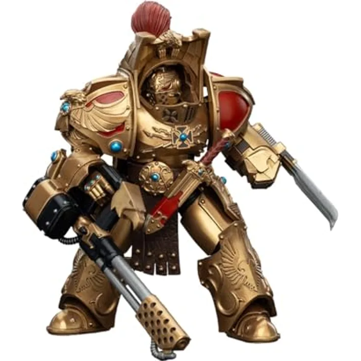 JOYTOY Warhammer The Horus Heresy Action Figure 1/18 Legio Custodes Aquilon Terminator Squad mit Infernus Firepike, 14 cm, beweglich und mit Zubehör
