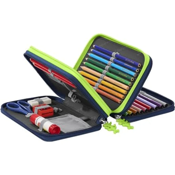 Step by Step Federmäppchen XXL Mäppchen aus recycelten PET-Flaschen, 16 Tricolor-Farbstifte, 18 Filzstifte, blau – Bild 2