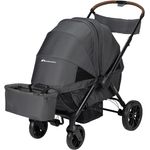 Bebeconfort Helios Zwillingswagen, 2-in-1 Kinderwagen ab Geburt, 0–22 kg, 2 gegenüberliegende Sitze, All-Terrain-Räder, kompakt zusammenklappbar, schützendes Verdeck, Mineral Graphite