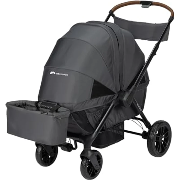 Bebeconfort Helios Zwillingswagen, 2-in-1 Kinderwagen ab Geburt, 0–22 kg, 2 gegenüberliegende Sitze, All-Terrain-Räder, kompakt zusammenklappbar, schützendes Verdeck, Mineral Graphite – Bild 1