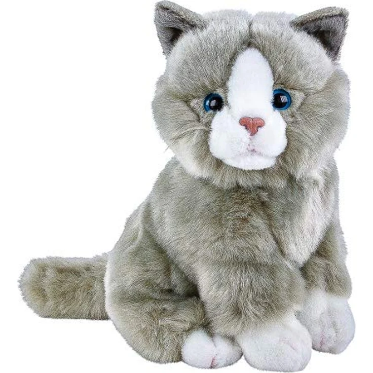 Uni-Toys Kuscheltier Katze Lilly sitzend grau weiß 30 cm Plüschtier - kuschelweicher Plüsch, hochwertige Qualität – Bild 1