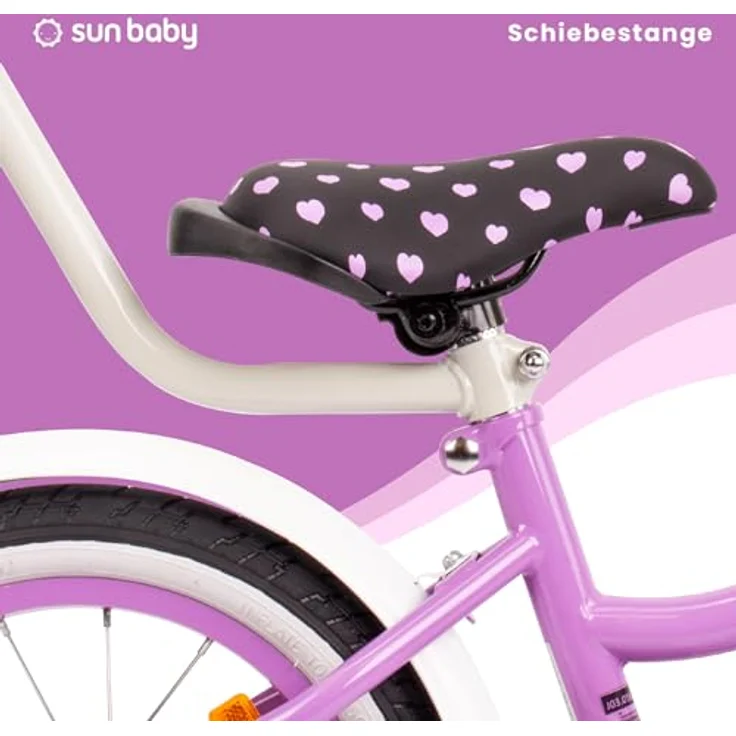 sun baby Mädchenfahrrad 14 Zoll Radgröße Heart Bike mit Abnehmbarer Schubstange (Violett, 14 Zoll) – Bild 3