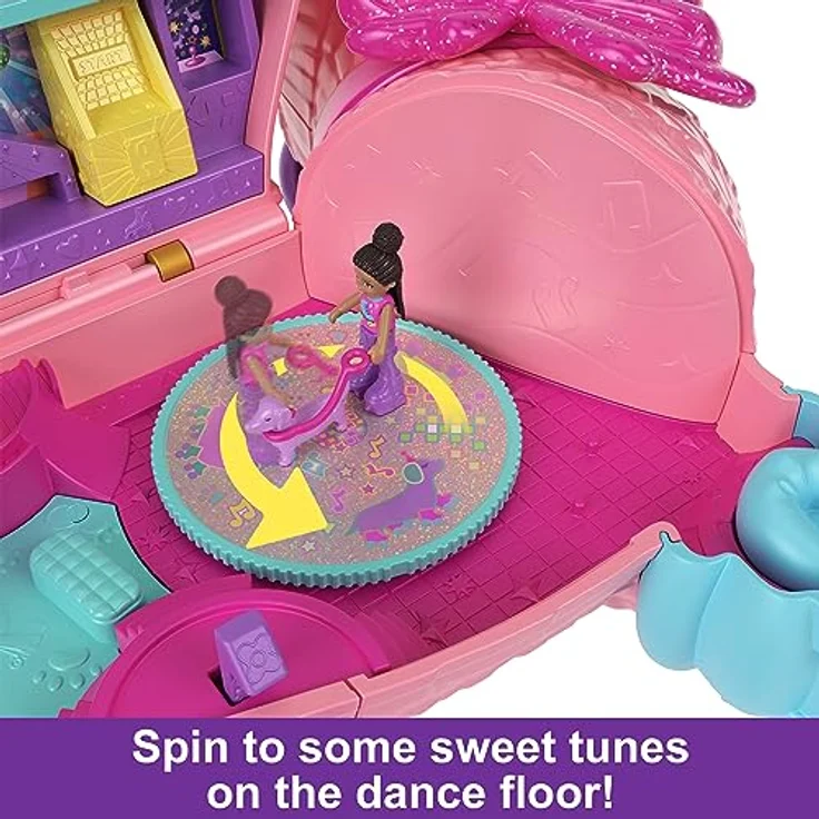 POLLY POCKET Hündchenparty - Rollschuh-Geburtstagsparty, 2 Puppen, 26 Zubehörteile, DJ-Pult, Rollschuhbahn, Tanzfläche, Tragegriff, für Kinder ab 4 Jahren, HKV54 – Bild 3