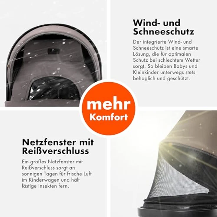 Daliya® FLEXI-PRO M 2in1 Kombikinderwagen, Klappbar und Höhenverstellbar, Leichter Buggy mit Liegefunktion und großem Einkaufskorb, Braun-Grau – Bild 8