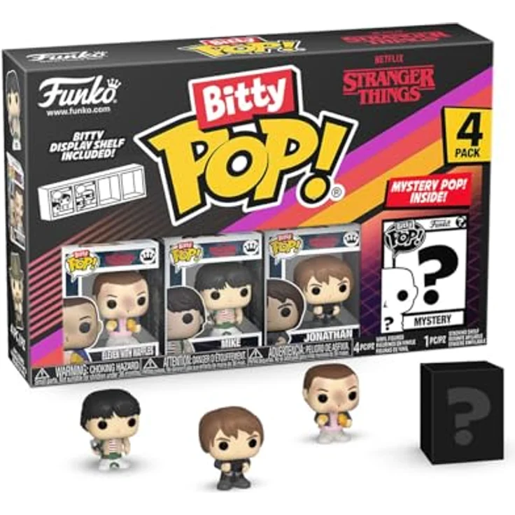 Funko Bitty Pop! Stranger Things SZN1 - Eleven 4pk mit Überraschungs-Mini-Figur - 0.9 Zoll (2.2 cm) - Offizielles Sammlerstück mit stapelbarem Display-Regal - Geschenkidee für TV-Fans – Bild 1
