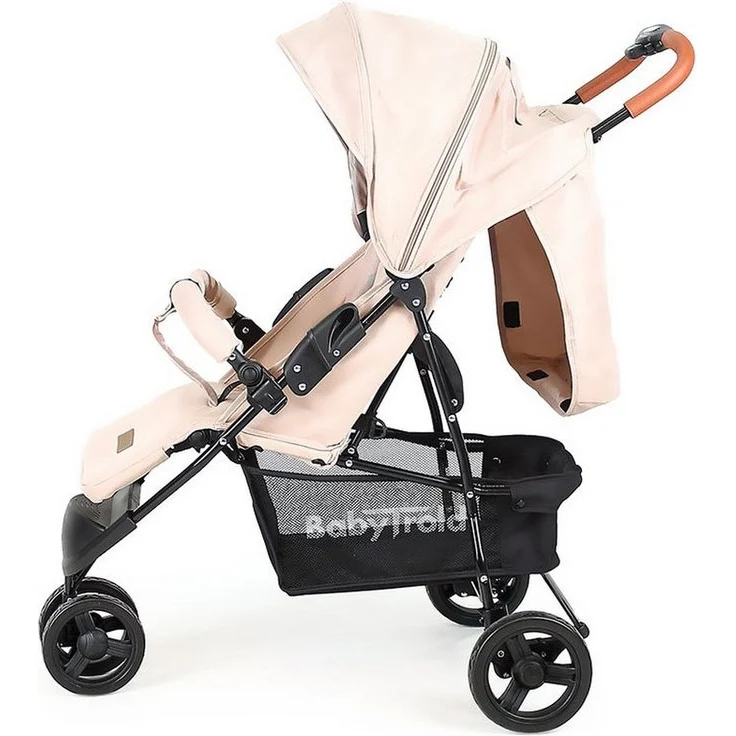 Babytrold Kinder-Buggy Piza Sand, kompakt und leicht klappbar bis 22 kg, verstellbare Fußstütze, 5-Punkt-Sicherheitsgurt