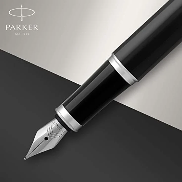 Parker IM Füller | schwarze Lackierung mit Chromzierteilen | Füllfederhalter mit mittlerer Feder | blaue Tinte | Geschenkbox – Bild 4