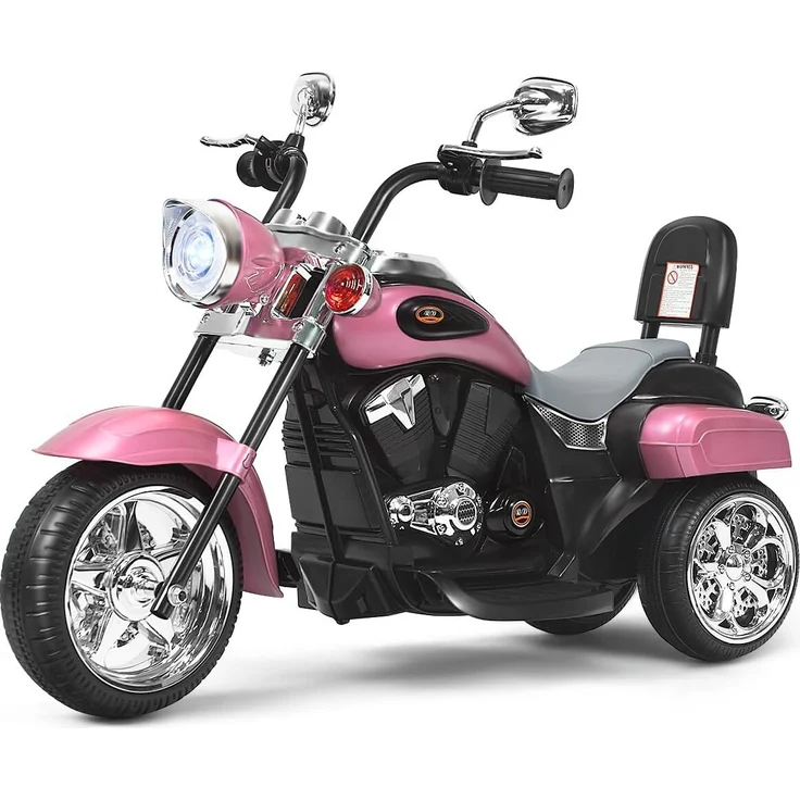 Dreamade Elektro-Motorrad Kindermotorrad, 6V mit einstellbaren Scheinwerfern & Hupe & Pedalen, für Kinder ab 3 Jahren (Rosa)