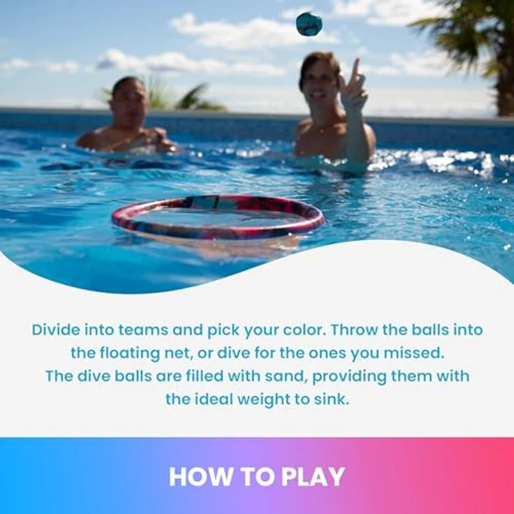 Waboba Dunk or Dive, Pool-Spielzeug-Wurfspiel mit Schwimmring und 4 Tauchbällen für Kinder und Erwachsene ab 8 Jahren – Bild 5