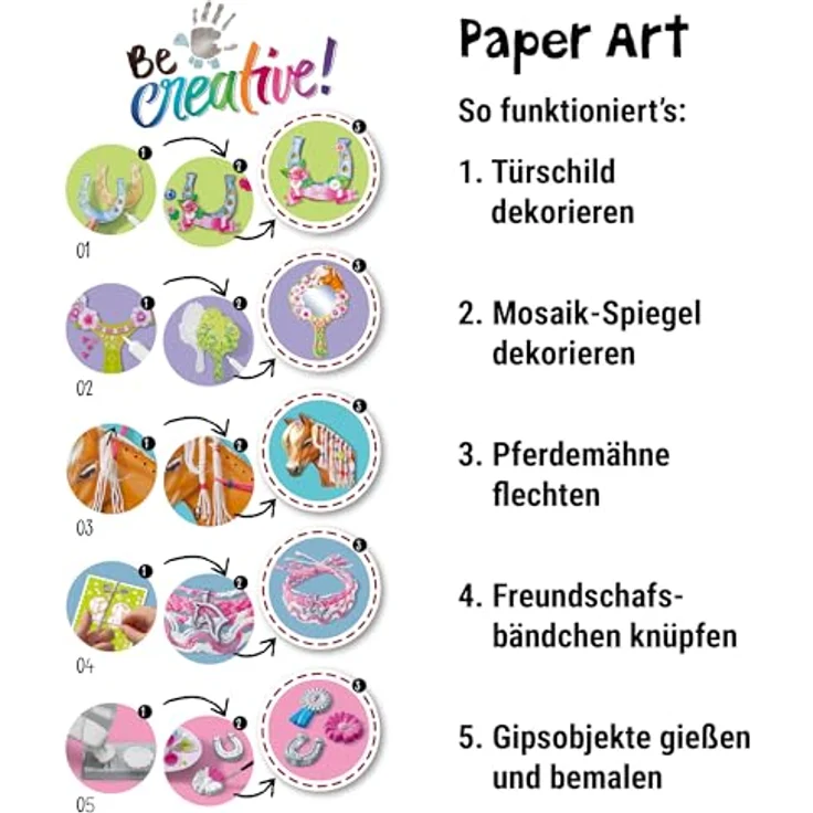 Ravensburger 23751 BeCreative - Bastelset Pferde - DIY für Kinder ab 6 Jahren, kreatives Geschenk für Mädchen und Jungen, mit umfangreicher Ausstattung – Bild 4