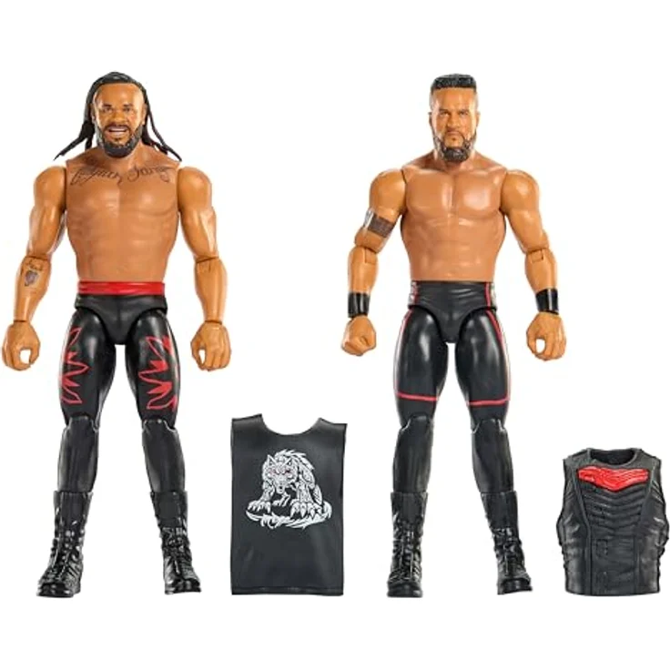 Mattel WWE Hauptkampf Showdown Tama Tonga und Jacob Fatu Actionfiguren-Set, Serie #24, 15 cm große Sammelfiguren mit TrueFX-Technologie, 2 Stücke – Bild 1