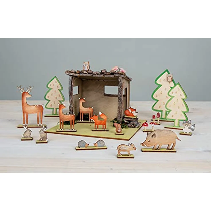 Rayher Holz Steckteil Waldtiere, Holz-Bausatz, FSC Mic Credit, natur, 45-teilig, als Adventskalender der besonderen Art zu verwenden, 46604505 – Bild 4