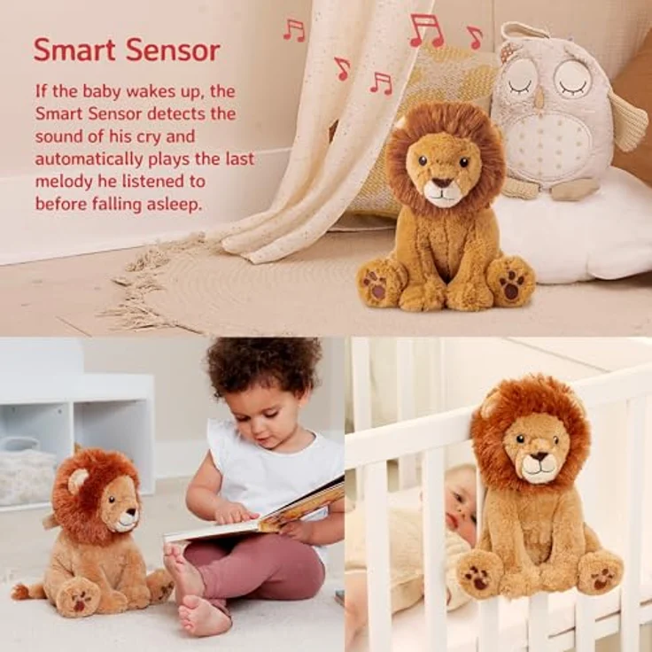 Cloud B Louis Lion™ Smart Sensor, Soundmaschine mit weißem Rauschen, 8 beruhigende Klänge, einstellbare Lautstärke, automatische Abschaltung, kuscheliges Stofftier – Bild 2