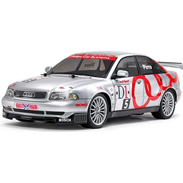 TAMIYA 47414 Audi 1:10 RC A4 Quattro Touring (TT01E), Silber, 4WD Allradantrieb, RC Bausatz – Bild 1