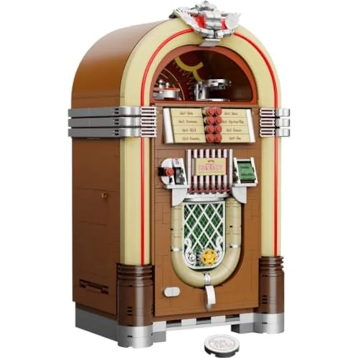 Pantasy Jukebox, Klemmbausteinset im Retro-Stil mit 4 Schallplatten und mechanischen Drehknöpfen