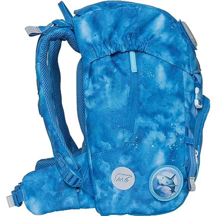 Beckmann Schulranzen Classic, 6tlg. Set mit Sportrucksack, Federmäppchen, Schlamperrolle und Buttons, blau – Bild 5