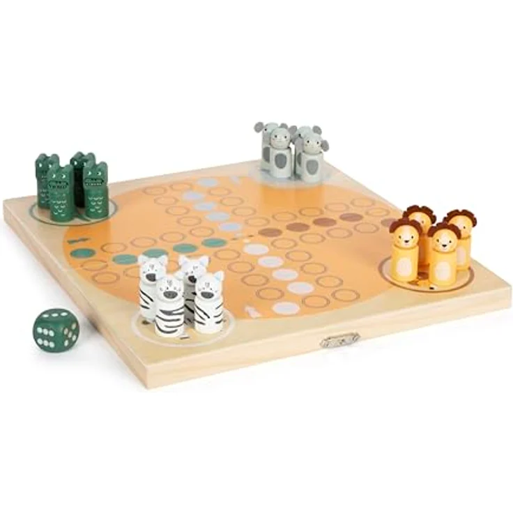 Small Foot Ludo „Safari“ aus Holz, Reisespiel für 4 Spieler ab 3 Jahren – Bild 2
