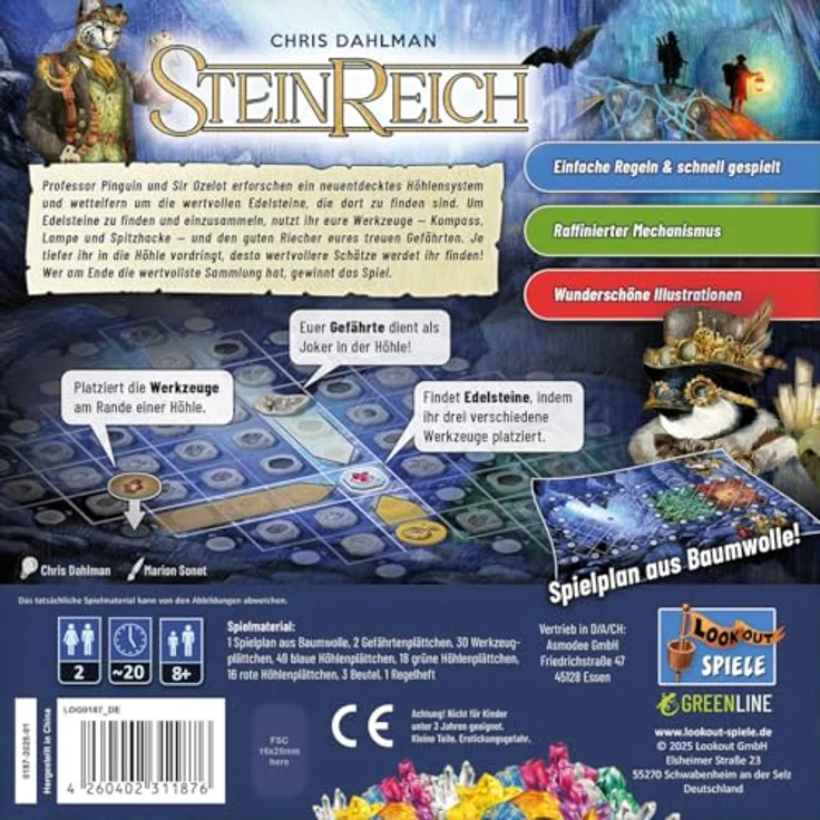Lookout SteinReich, Familienspiel für 2 Spieler, ab 8 Jahren, 20 Minuten Spielzeit, hochwertige und umweltfreundliche Produktion, deutsche Ausgabe – Bild 3