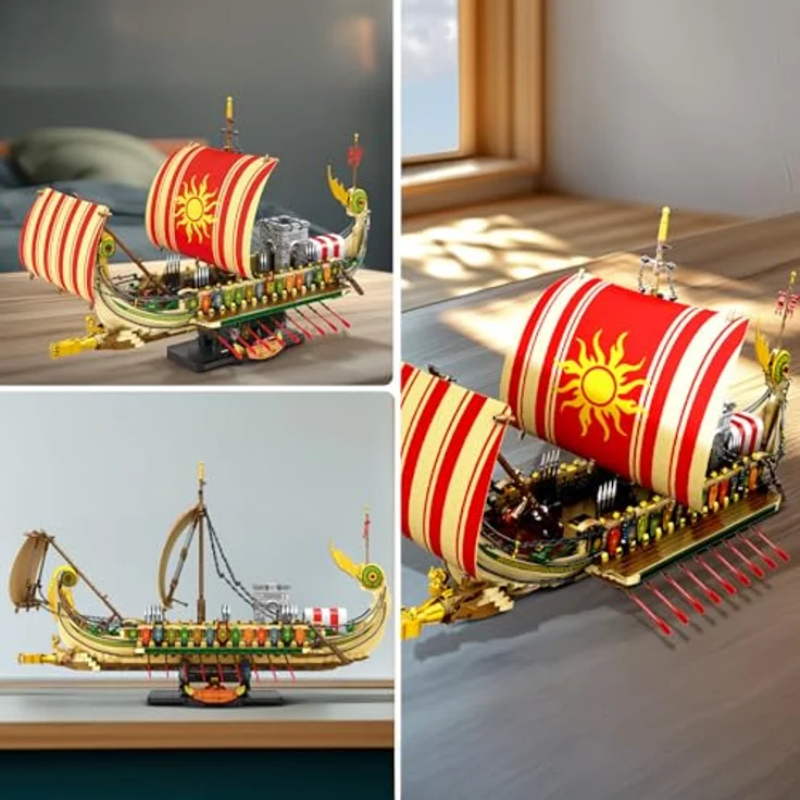 Reobrix Griechisches Piratenschiff Bausatz 66102, Militärisches antikes Kriegsschiff, 2896 Teile, bewegliche Elemente, für Erwachsene 14+ – Bild 3