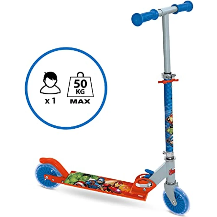 Mondo 28681 Klappbarer Roller AVENGERS 2022, Verstellbarer Lenker bis 78 cm, klappbar für einfachen Transport, für Kinder ab 5 Jahren, Tragfähigkeit 50 kg – Bild 6