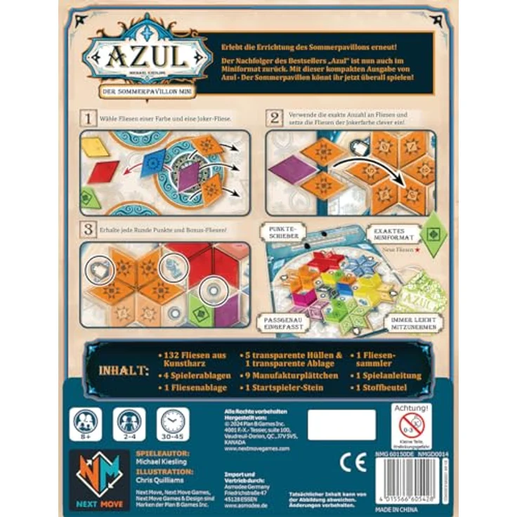 Next Move Games Azul: Der Sommerpavillon Mini, Familienspiel für 2-4 Spieler, ab 8 Jahren, 30-45 Minuten Spielzeit, in deutscher Sprache – Bild 4