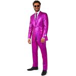 Konjac Sponge Peppy Pink Anzug, Slim Fit Sakko mit 2-Knopf und Hose, Größe 48, pink
