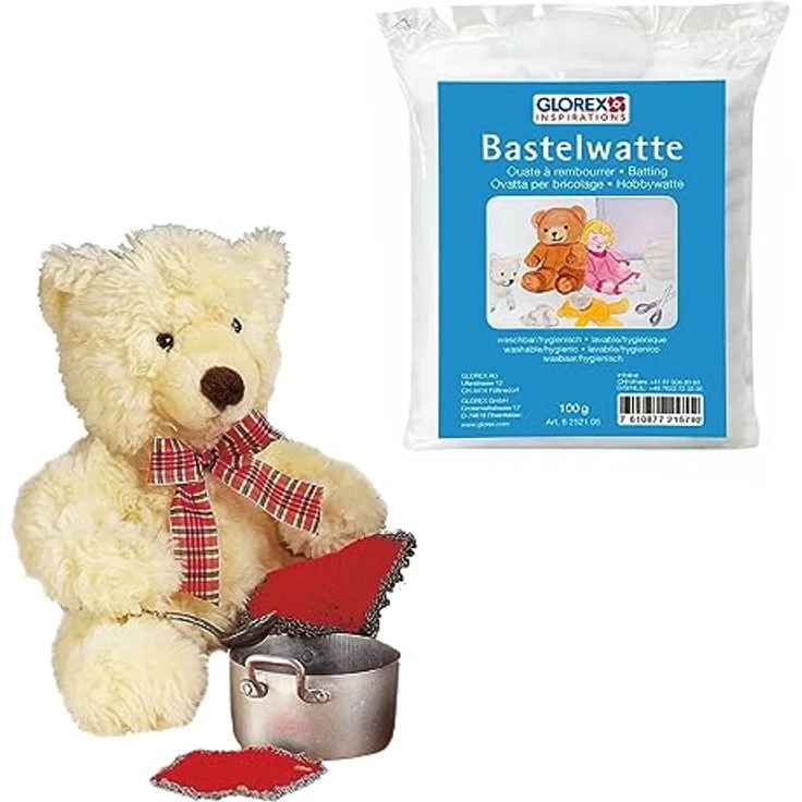 Glorex 04509-1K - Komplettset Kuscheltier zum Selberstopfen, Teddy Flori, ca. 26 cm, inkl. 100 g Watte, zum Basteln und Kuscheln