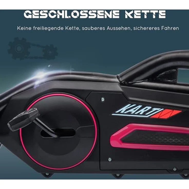 HOMCOM Go-Kart Kinderfahrzeug mit verstellbarem Sitz, Tretfahrzeug, Tretauto mit Handbremse, Kinderspielzeug - Rosa – Bild 8