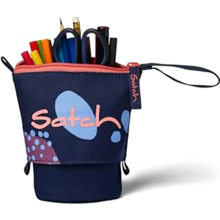 satch Pencil Slider extra groß inkl. Trennfach Reißverschlussfach Stiftehalter Geodreieck Sichtfenster für Stundenplan Coral Reef - Dunkelblau – Bild 2
