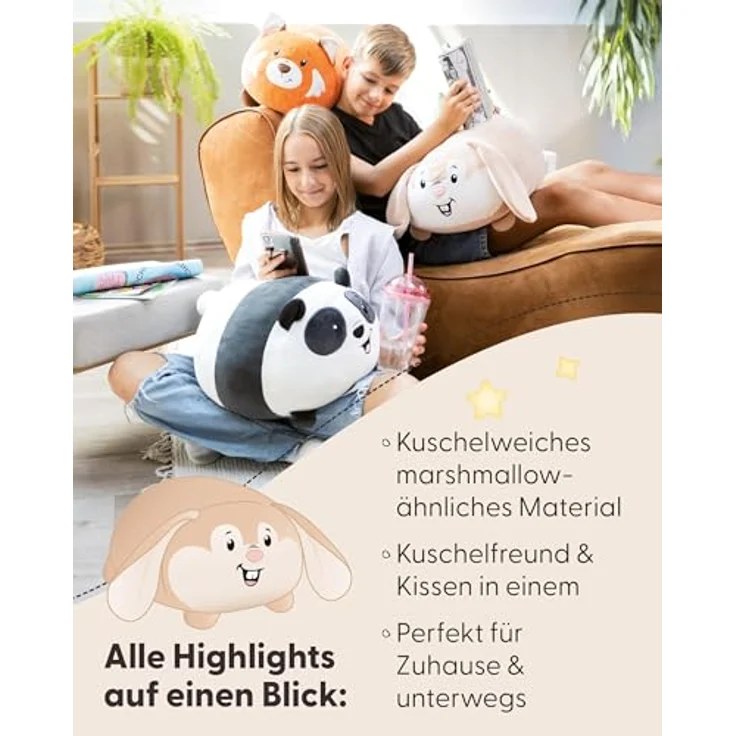 Nici Chill-NICI Hase, Kuscheltier aus hochwertigem Stretch-Plüsch, 30x34cm, hellbraun mit cremefarbenem Gesicht – Bild 4