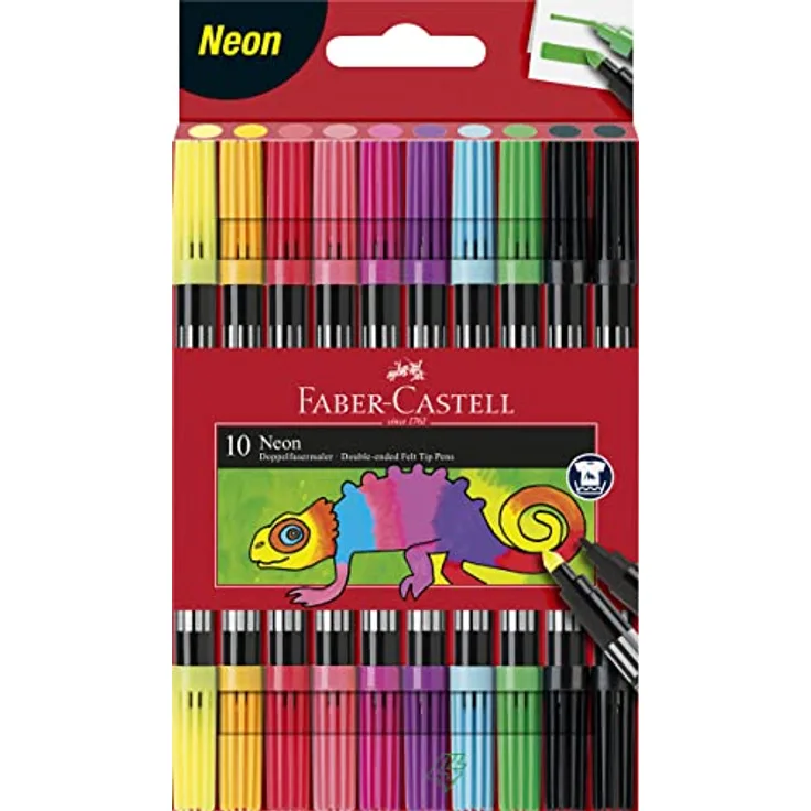 Faber-Castell 151109 - Doppelfasermaler 10er Etui, neon